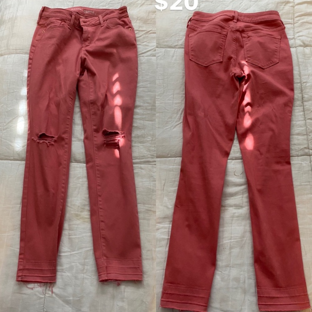 Coral skinny jeans